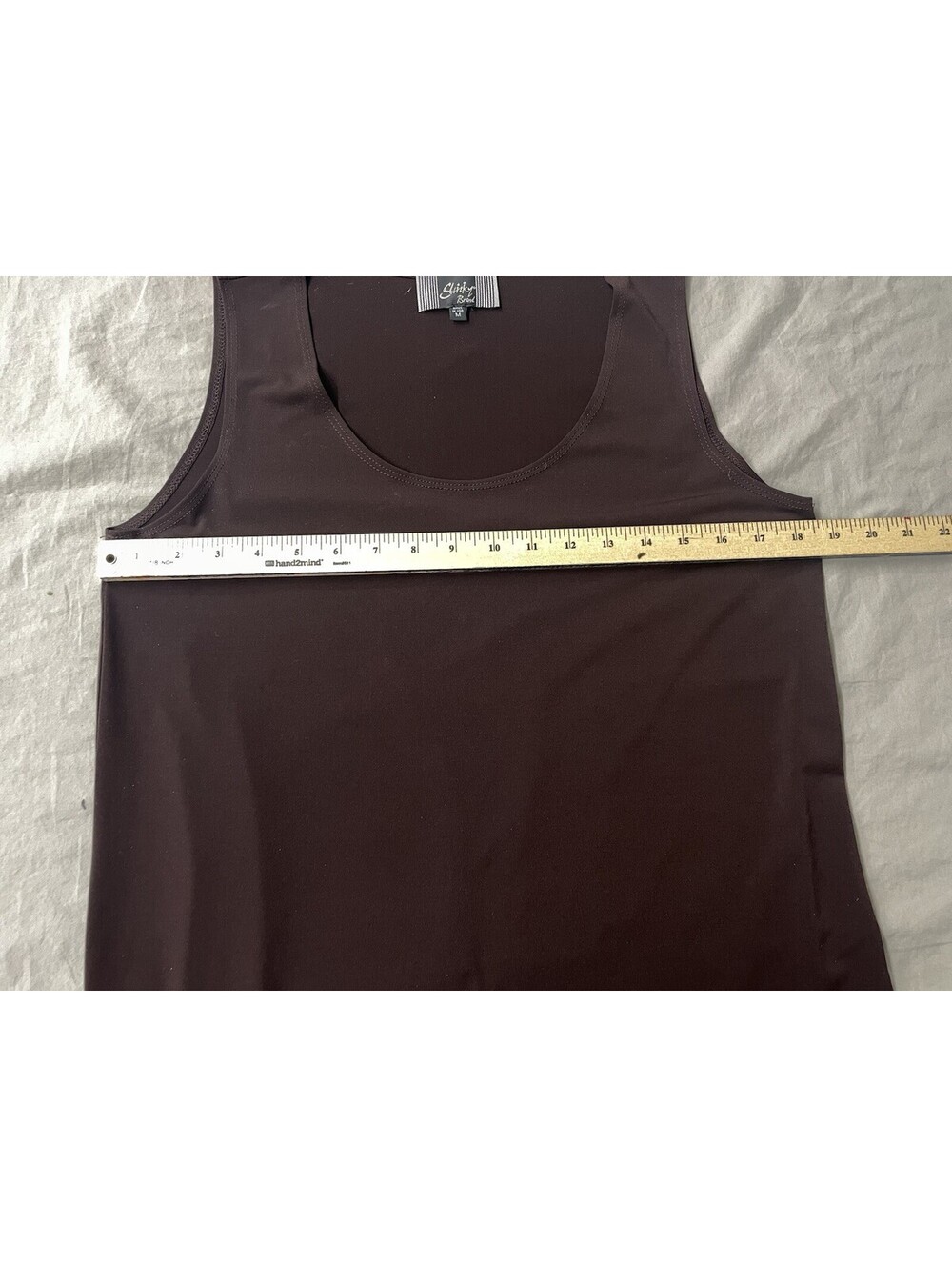 Slinky Brand Brown Scoop Neck Tank Top Blouse Size M Made in USA - Picture 3 of 4